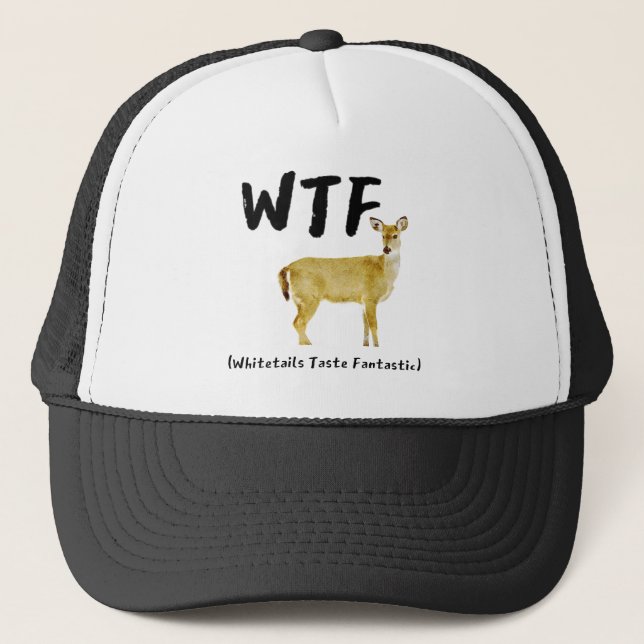 Funny Laugh WTF Whitetail Fantastischer Jäger Truckerkappe (Vorderseite)