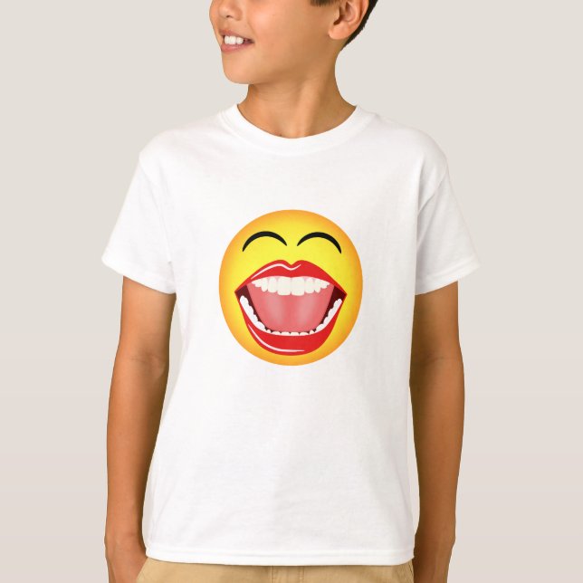 Funny Laughing Big Open Mouth Face Emoji T-Shirt (Vorderseite)