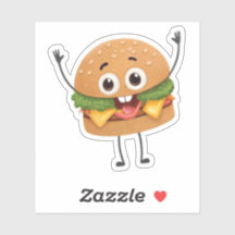 Funny Laughing Burger Vinyl Sticker | Cute 3D Food