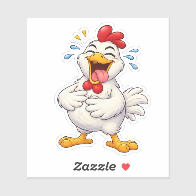 Funny Laughing Chicken Custom-Cut Vinyl Sticker (Blatt)
