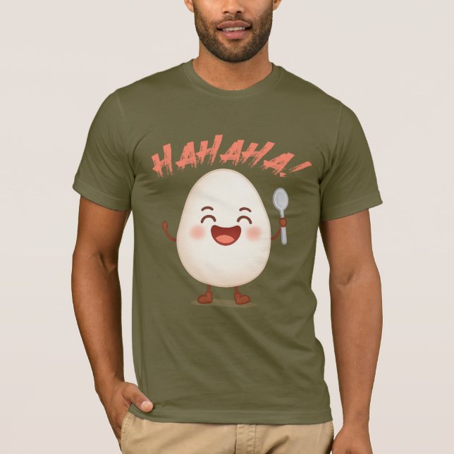Funny Laughing Egg Cartoon Bella+Canvas T-Shirt (Vorderseite)