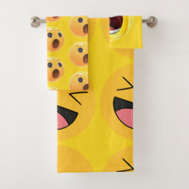 Funny Laughing Emoji Face Badhandtuch Set