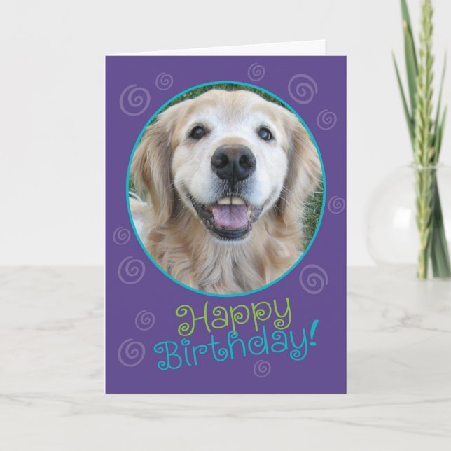 Funny Laughing Golden Retriever Birthday Card Karte (Vorderseite)