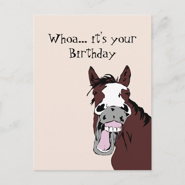 Funny Laughing Horse Birthday Spaß Card Postkarte (Vorderseite)