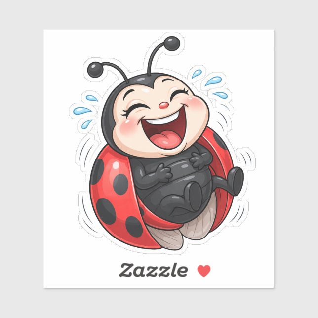 Funny Laughing Ladybug Custom-Cut Vinyl Sticker (Blatt)