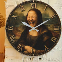 Funny Laughing Mona Lisa Hilarious Renaissance Art Große Wanduhr