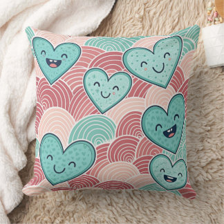 Funny laughing smiling hearts Design cushion  Kissen