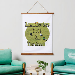 Funny Lawn Bowlers machen es grün, die Wand hängt Wandteppich Mit Holzrahmen