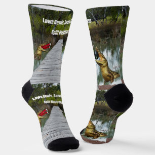 Funny Lawn Bowls Aussie Crocodile, Crew Socks Socken
