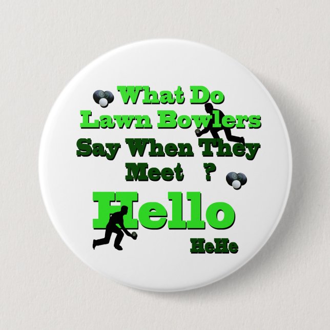 Funny Lawn Bowls Gruß, Button (Vorderseite)