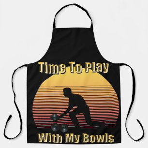 Funny Lawn Bowls Play Time, Full Print Schürze