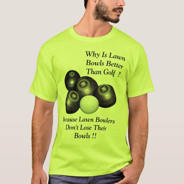 Funny Lawn Bowls versus Golf Design, T-Shirt (Vorderseite)