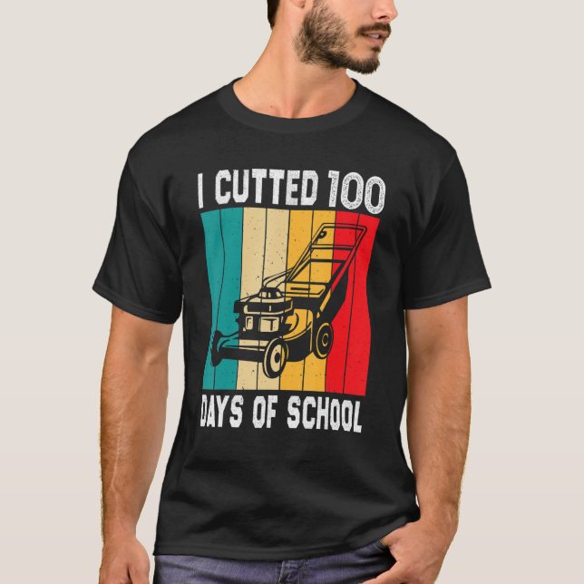 Funny Lawn Mower Lovers Tee 100 Days Of School Tea (Vorderseite)