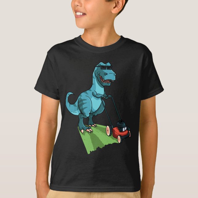 Funny Lawn Mower T-Rex Traktor Mowing Geschenk für T-Shirt (Vorderseite)