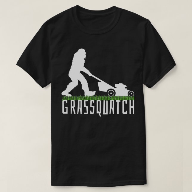 Funny Lawn Mowing Shirt Grassquatch Bigfoot Rasen  (Design vorne)