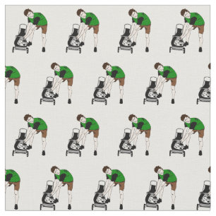 Funny Lawnmower Man Cartoon Stoff