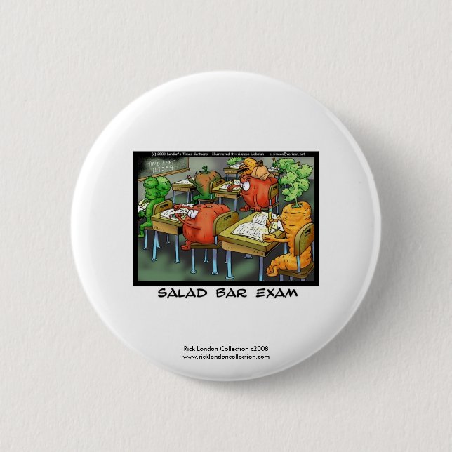 Funny Lawyer Cartoon Button "Salad Bar Exam" (Vorderseite)