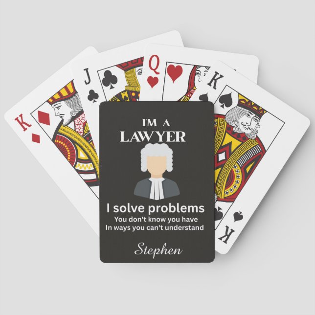 Funny lawyer quote personalized graduation  spielkarten (Rückseite)