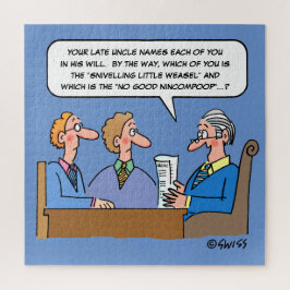 Funny Lawyer Reading will zu Heirs Cartoon Puzzle