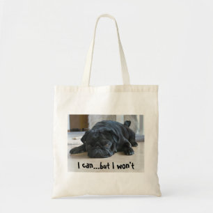 Funny Lazy Black Mops Puppy Tote Bag Tragetasche