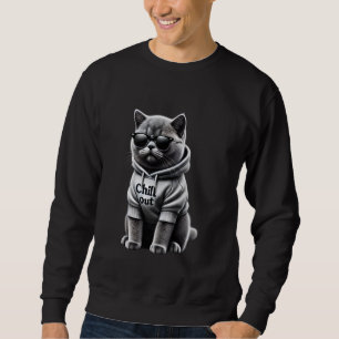 Funny Lazy British Shorthair Cat Chillin Relaxen Sweatshirt