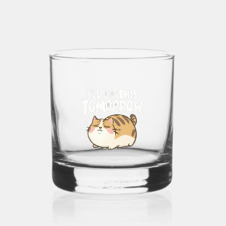 Funny Lazy Cat -'Ich mache das morgen' Whiskyglas