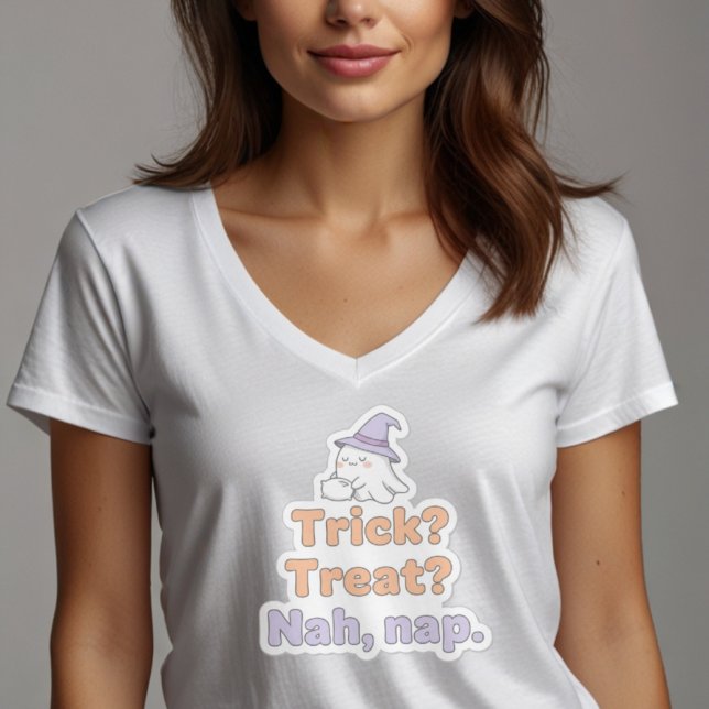 Funny Lazy Halloween Quote | Trick Treat Nap Desig T-Shirt (Von Creator hochgeladen)