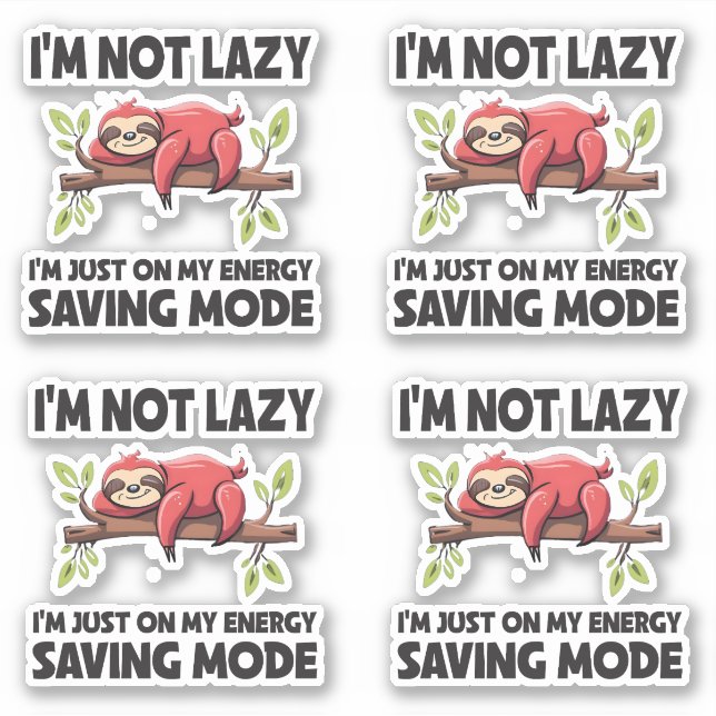 Funny Lazy Sloth Energy Rettend Mode-Aufkleber Aufkleber (Vorderseite)