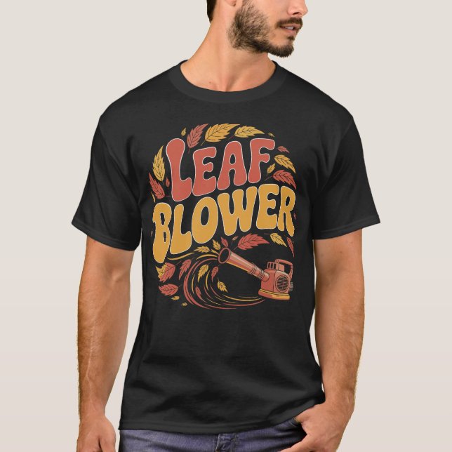 Funny Leaf Blower Retro Gardening Fall Halloween T-Shirt (Vorderseite)