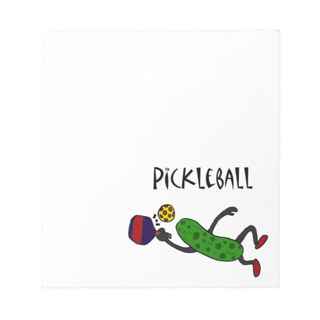 Funny Leaping Pickle Playing Pickleball Notizblock (Vorderseite)
