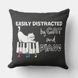 Funny leicht abgelenkt von Cat und Piano Musiker Kissen