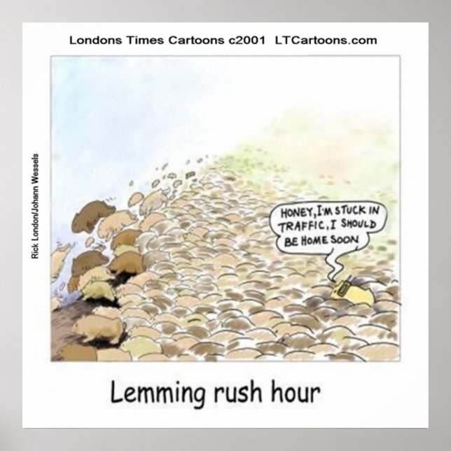 Funny Lemmings Rush Hour Poster (Vorne)