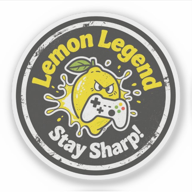 Funny Lemon Gamer "Lemon Legend" & "Bleibe Sharp!" Aufkleber (Vorderseite)