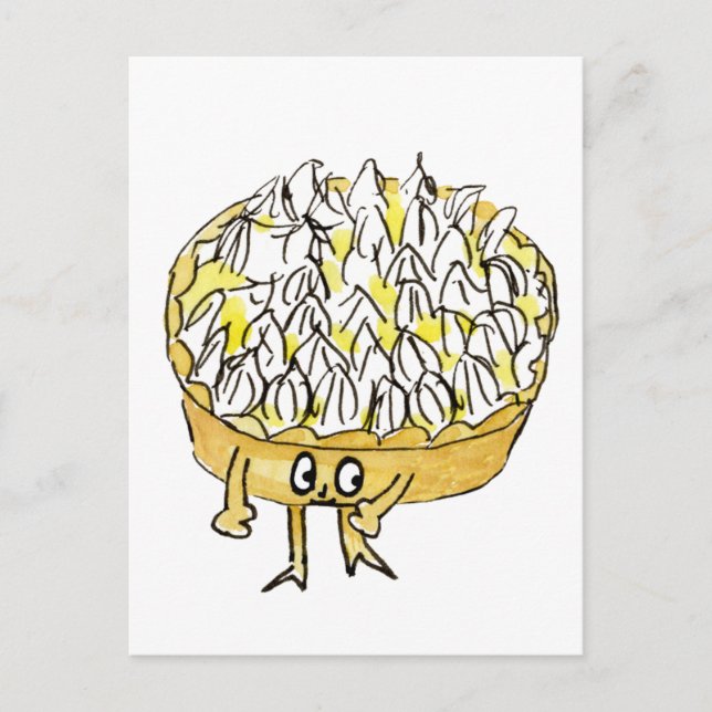 Funny Lemon Meringue Pie Quirky Niedlicher Cartoon Postkarte (Vorderseite)