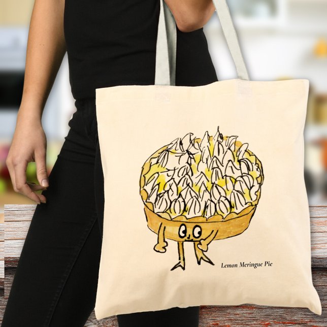 Funny Lemon Meringue Pie Quirky Niedlicher Cartoon Tragetasche (Cute lemon meringue pie cartoon funny baking lovers gift tote bag)