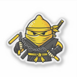 Funny Lemon Shinobi Ninja Nunchucks Illustration Aufkleber