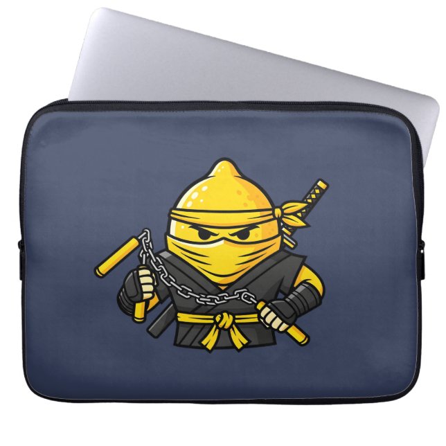 Funny Lemon Shinobi Ninja Nunchucks Illustration Laptopschutzhülle (Vorderseite)