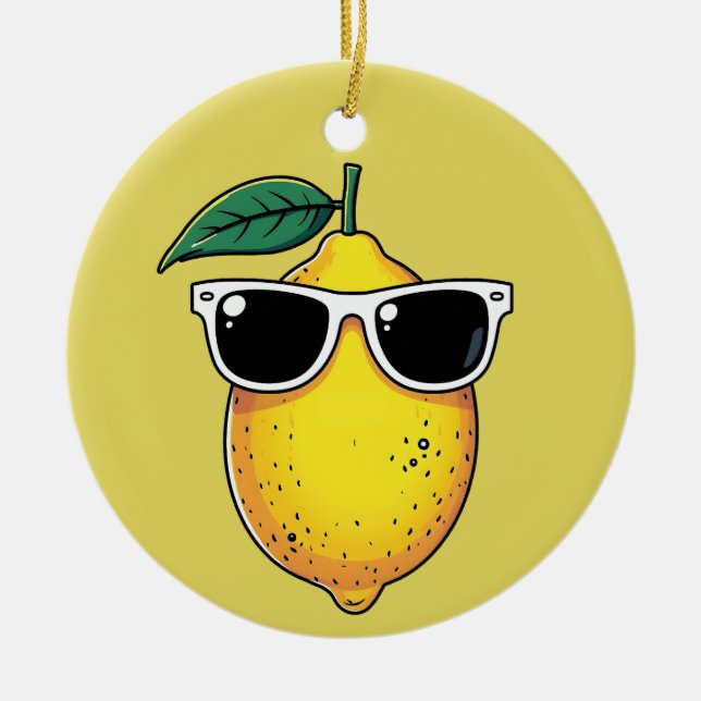 Funny Lemon Sunglasses Keramik Ornament (Vorne)