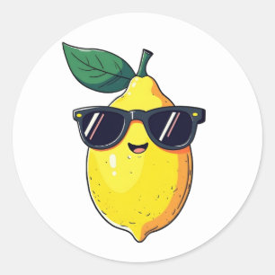 Funny Lemon Sunglasses Runder Aufkleber