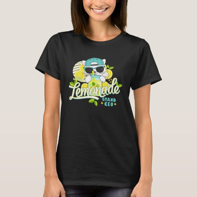 Funny Lemonade Stand CEO Cute Cat Lemon Juice Busi T-Shirt (Vorderseite)