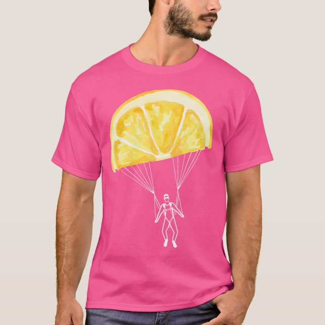 Funny Lemons Summer Sun Skydiving Parachute T-Shirt (Vorderseite)