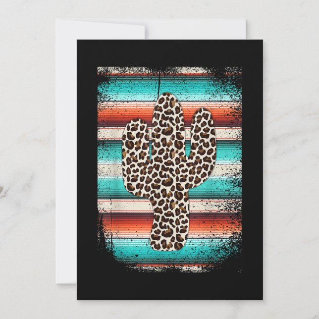 Funny Leopard Cactus Serape Cactus print Türkis Einladung (Vorderseite)