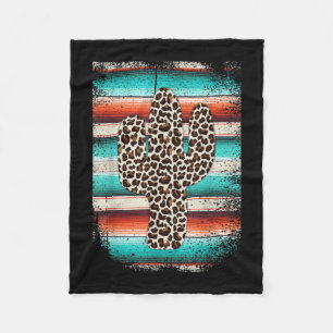 Funny Leopard Cactus Serape Cactus print Türkis Fleecedecke