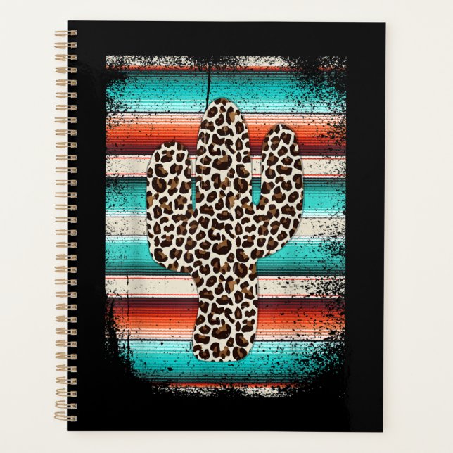 Funny Leopard Cactus Serape Cactus print Türkis Planer (Vorderseite)