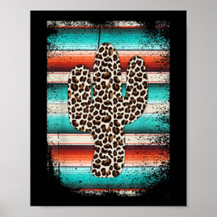 Funny Leopard Cactus Serape Cactus print Türkis Poster