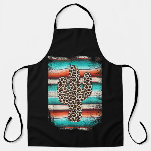 Funny Leopard Cactus Serape Cactus print Türkis Schürze