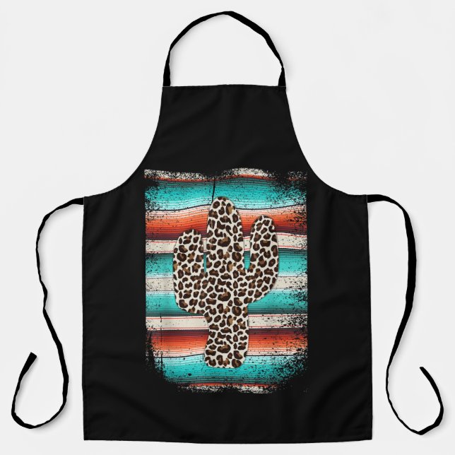 Funny Leopard Cactus Serape Cactus print Türkis Schürze (Vorderseite)