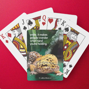 Funny Leopard Gecko lächelt für Paparazzi Spielkarten