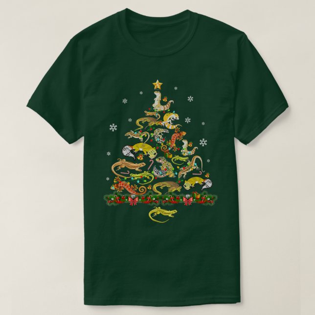 Funny Leopard Gecko Weihnachtsbaumdekor T-Shirt (Design vorne)