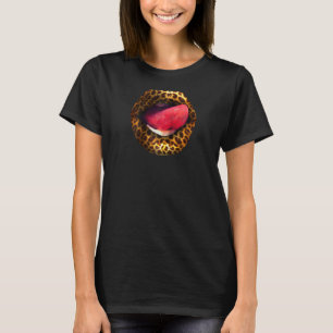 Funny Leopard Lips Coole Frauen Mouth Cheetah Lips T-Shirt